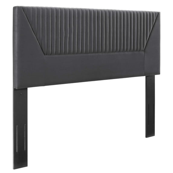 Modway Patience Channel Tufted Performance Velvet Twin Headboard in Charcoal