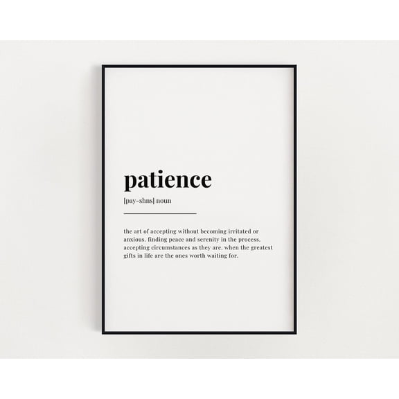 Patience Definition Meaning, Wall Art, Wall Decor, Print, Home Decor #2888, Stretched Canvas Size 16x24