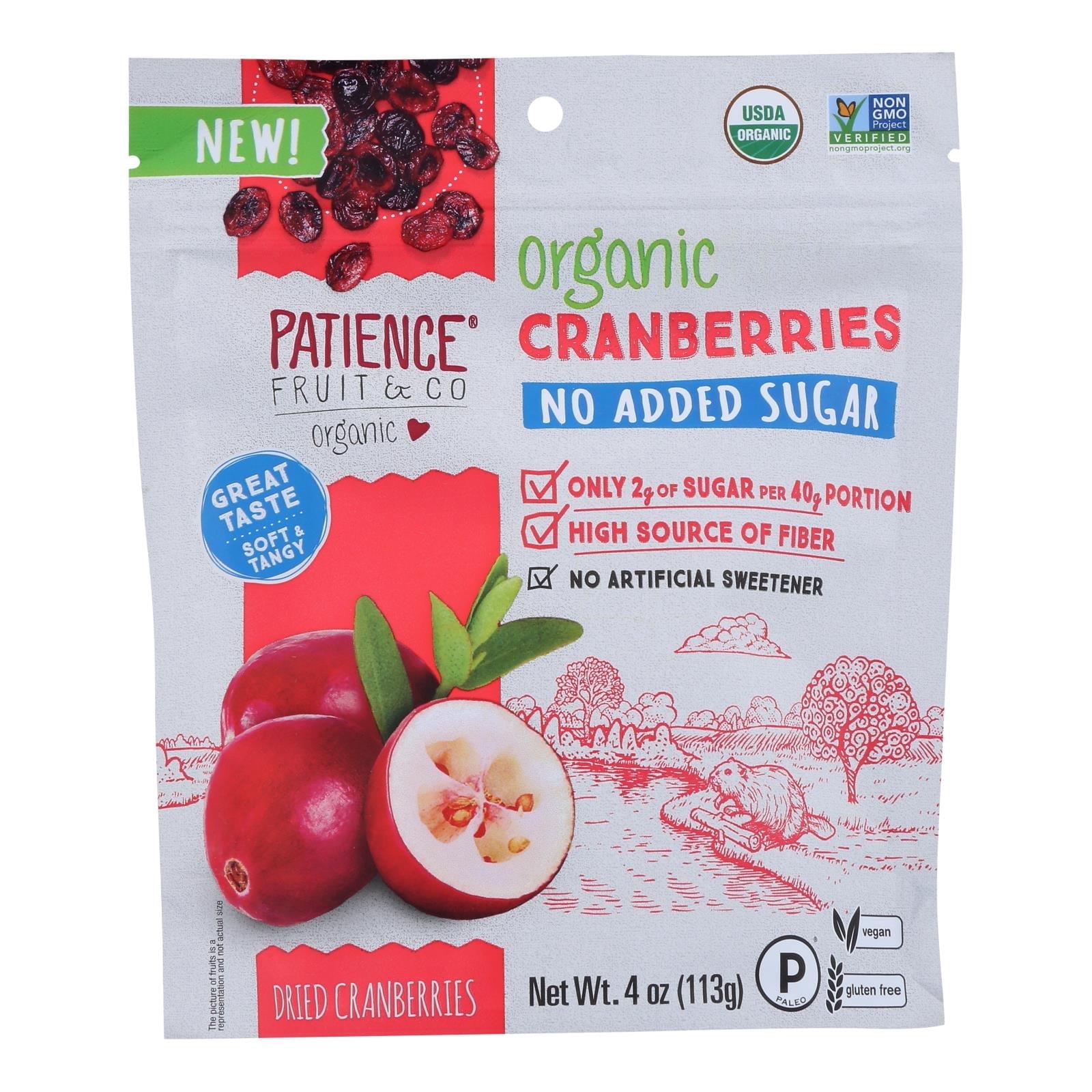 Patience Fruit & Co - Cranberry Drd No Sugar - Case of 8-4 OZ