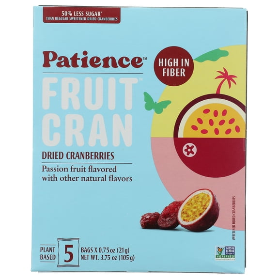 Patience Fruit - Dried Cranberries Passion Fruit - 3.75 Oz, Case of 10