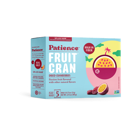 Patience FruitCran Dried Cranberries, Passion Fruit Flavor, .75 oz, 5 Count
