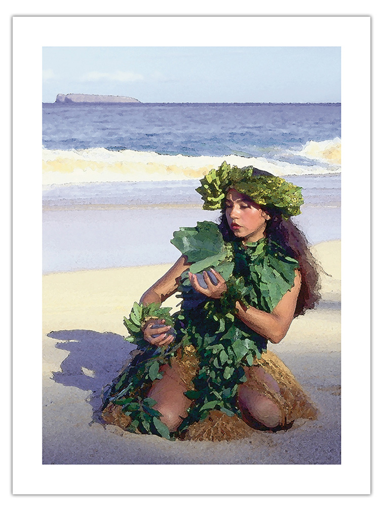 Patience - Hawaiian Hula Dancer on the Beach - From an Original Color ...