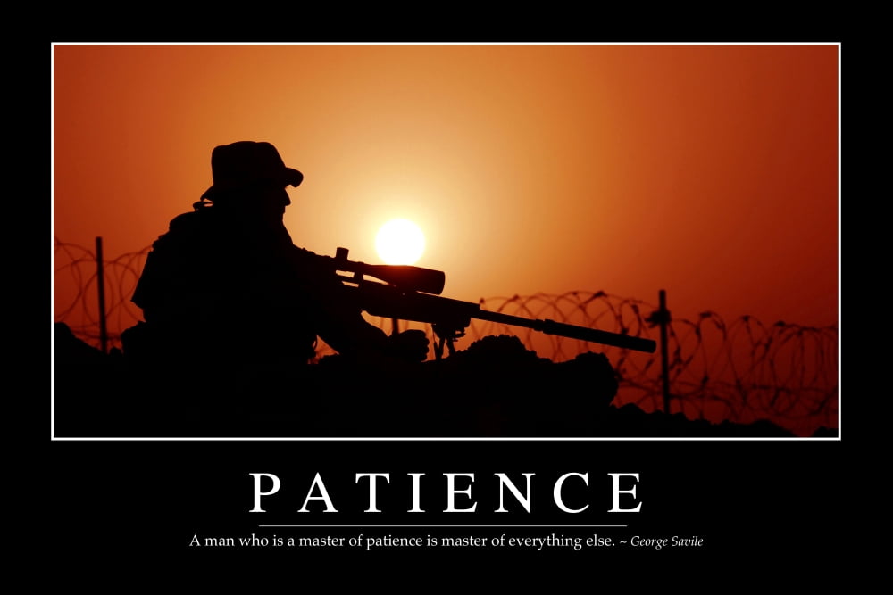 Patience Inspirational Quote and Motivational Poster Canvas Art - Stocktrek Images (34 x 23)