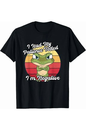 Patience Tested Negative Grumpy Frog Graphic Design T-Shirt