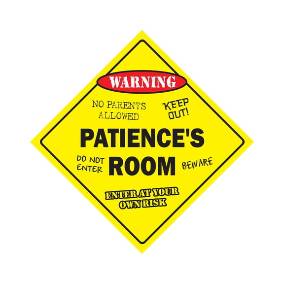 Patience's Room Sign Crossing Zone Xing | Indoor/Outdoor | 12" Tall kids bedroom decor door children's name boy girl