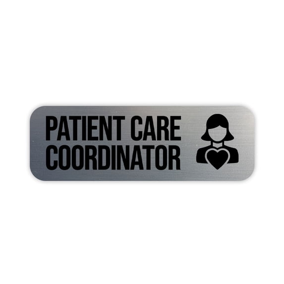 Patient Care Coordinator 1 x 3" Silver Rounded Corner Name Badge | Medical Facilities (10 Pack)