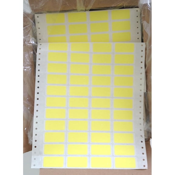 Patient Charge Labels, Continuous Pinfed (4-Across), Yellow, 2" x 7/8", 9.6" Carrier Width - Box of 20,000 Labels