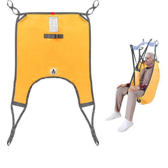 Patient Lift Divided Leg Sling with Lower Back, Patient Lift Sling for Transfer and Positioning and Lifting, 500lb Weight Capacity (Yellow, Medium)