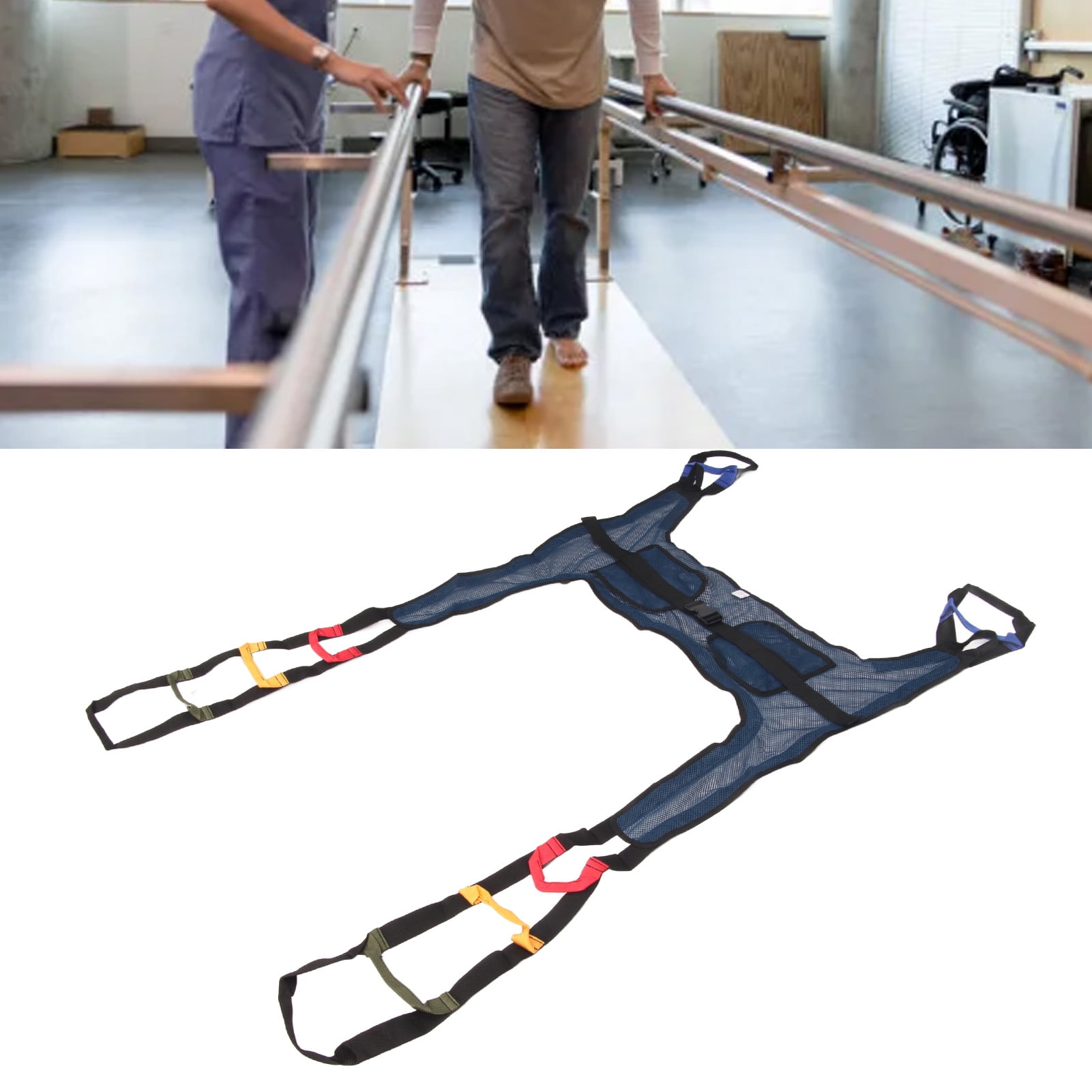 Patient Lift Sling, Transfer Aid Toileting Sling 4 Color Coded Straps