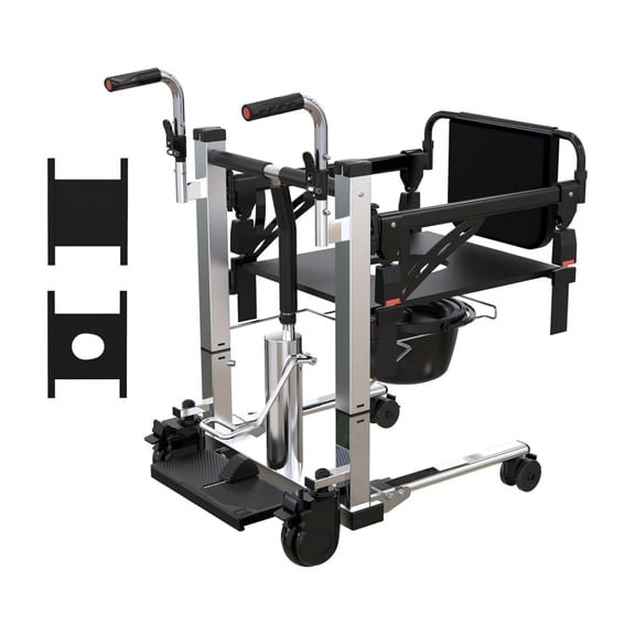 Patient Lift Wheelchair - Portable Car Lift Aid, 180 Split Seat, Bathroom Wheelchair with Potty, Lightweight for Caregivers, Elderly Living