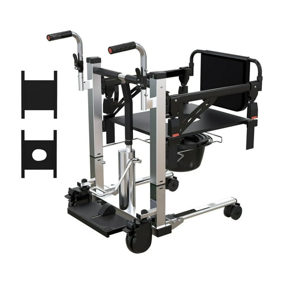Patient Lift Wheelchair - Portable Car Lift Aid, 180° Split Seat, Bathroom Wheelchair with Potty, Lightweight for Caregivers, Elderly Living