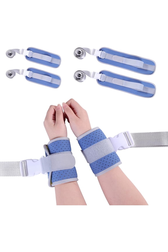 Patient Medical Restraints with Quick Release Buckles, Ankle and Wrist Universal Constraints Control, Bed Restraints for Elderly, Limb Holder Movement Limited Ties for Hands and Legs(Blue 4Pcs)