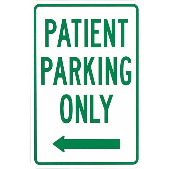 Patient Parking Only Left Arrow Sign 8"x12" - Security Metal Wall Decor for Hospital Business Office Yard Street Road Home
