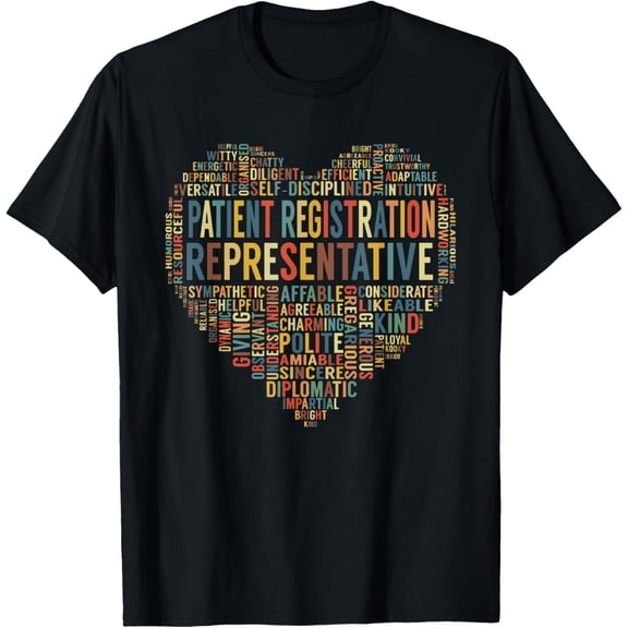 Patient Registration Representative Job Retro Heart T-ShirtMen and women, Black T-shirt, size: Extra large