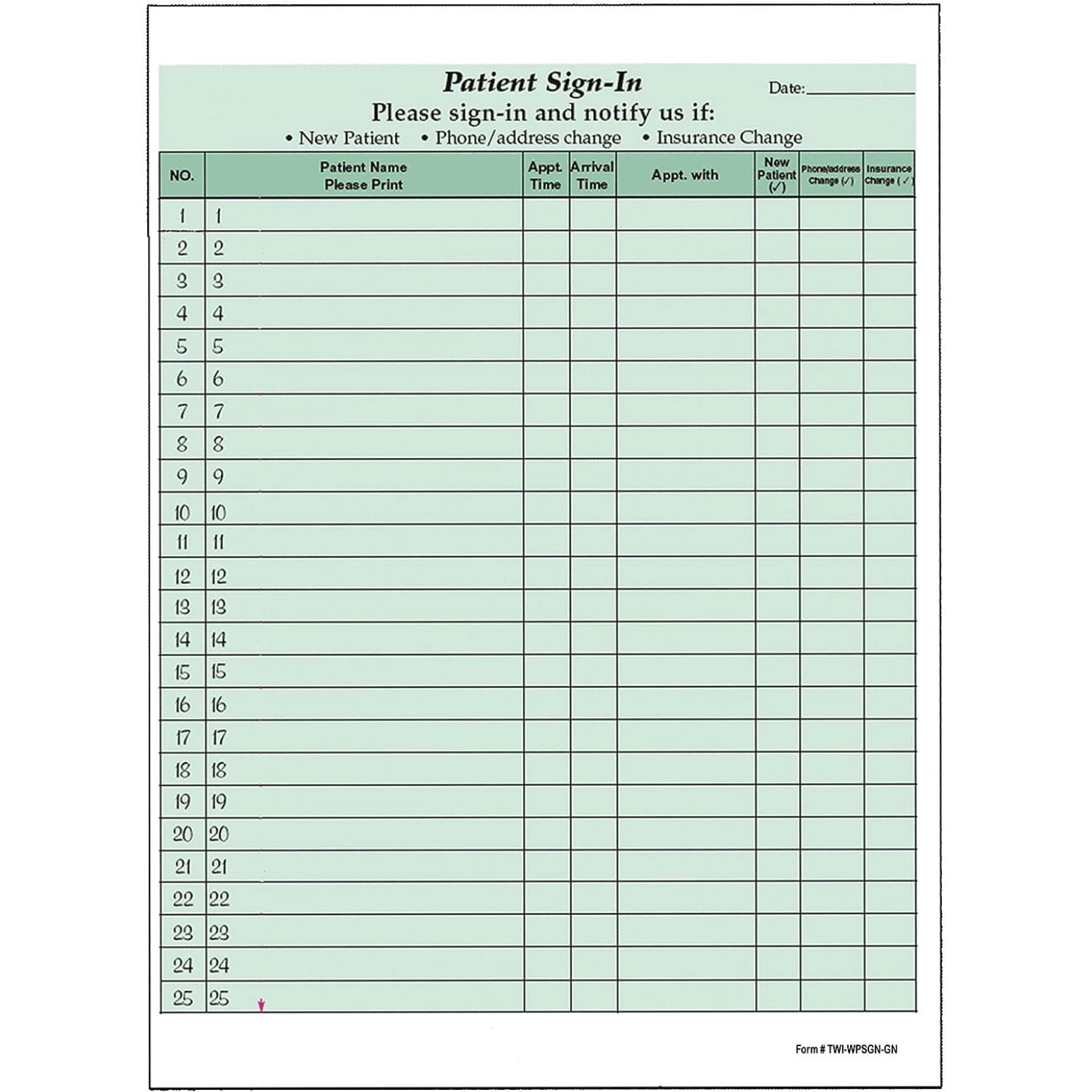 HIPAA Compliant Patient Sign-In Forms – 3-Part Confidential Log Sheets, Pack Of 50 Sets (1250 Visits) 6 thumbnail image