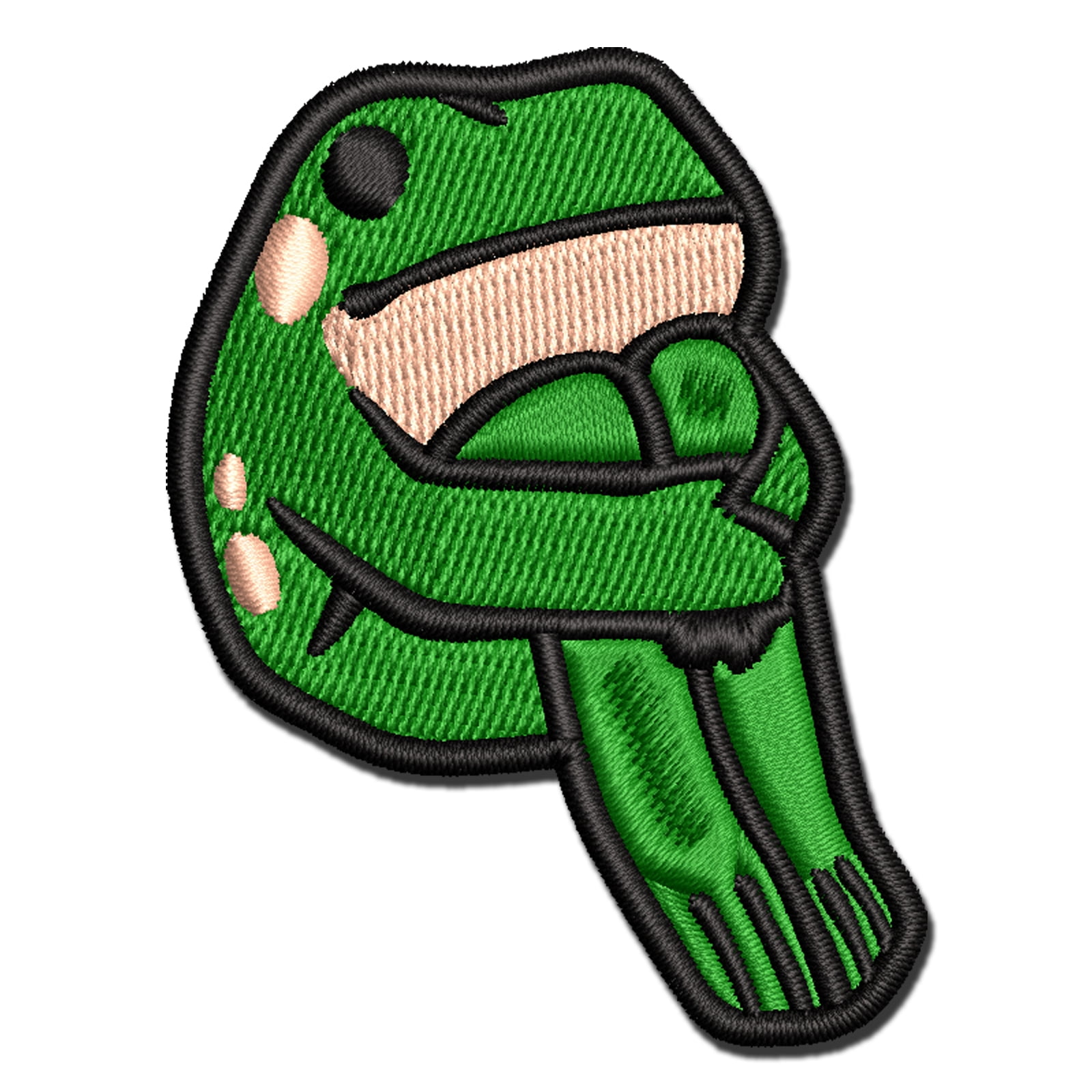 Patient Sitting Frog Applique Multi-Color Embroidered Iron-On Patch - 3.5 Inch Large