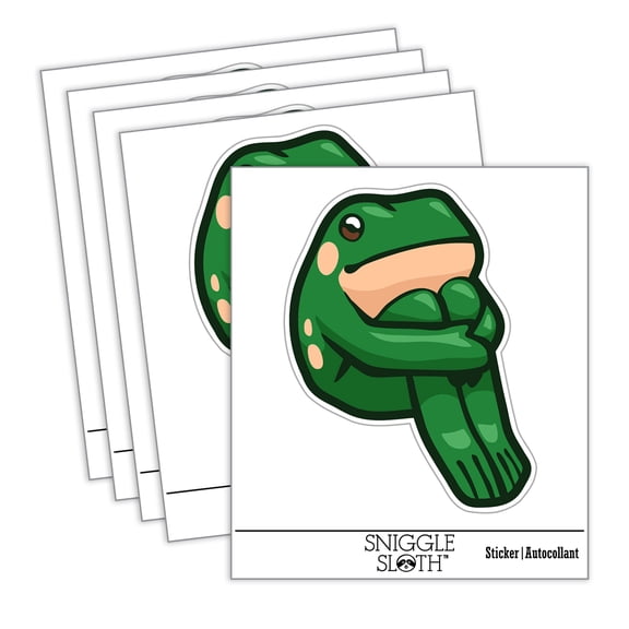 Patient Sitting Frog Car Window Bumper Water Bottle Phone Tablet Laptop Waterproof Vinyl Decal Sticker Set 5-Pack - Gloss Finish - 2.0"