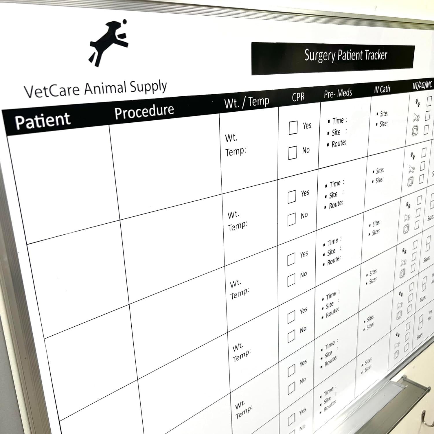 Patient Surgery Tracker Whiteboard - Veterinary Printed Medical ...