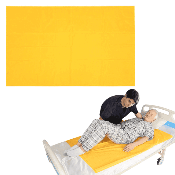 EZ Assistive Patient Transfer Slide Sheet for In-Bed Repositioning, Low Friction Nylon Draw Sheet, 56 x 78 Inches, Yellow