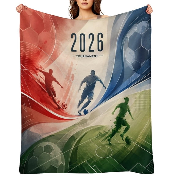 Patifu 2026 Soccer Tournament Player Poster Throw Blanket Soft Cozy Clear Print Lightweight Blanket for Couch Sofa Bedroom Adults Family Gift