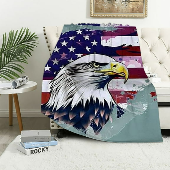 Patifu American Flag Warm Lightweight Blanket Soft Fleece Blankets for All Seasons - Perfect Home Decor Gift for Living Rooms, Sofa - Plush and Cozy Throw Blanket 50x60in