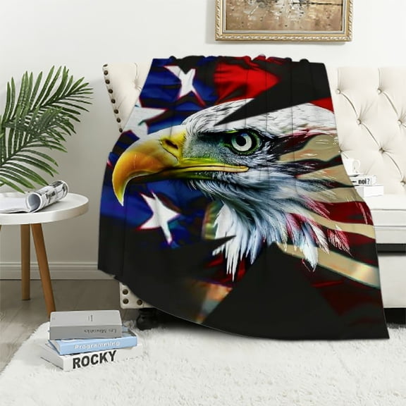 Patifu American Flag Warm Lightweight Blanket Soft Fleece Throw Blanket for All Seasons 40x50in
