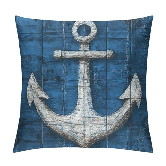 Patifu Anchor Pillow Cvoer Navigation Style Throw Pillowcase for Home Decorate 12x12in
