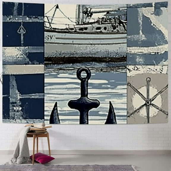 Patifu Anchor Tapestry Wall Hanging Unique Style Graphic Tapestries Home Wall Decor Art for Living Room Bedroom Apartment Farmhouse Dorm Wall Art Tapestry Short Plush 40x60inch