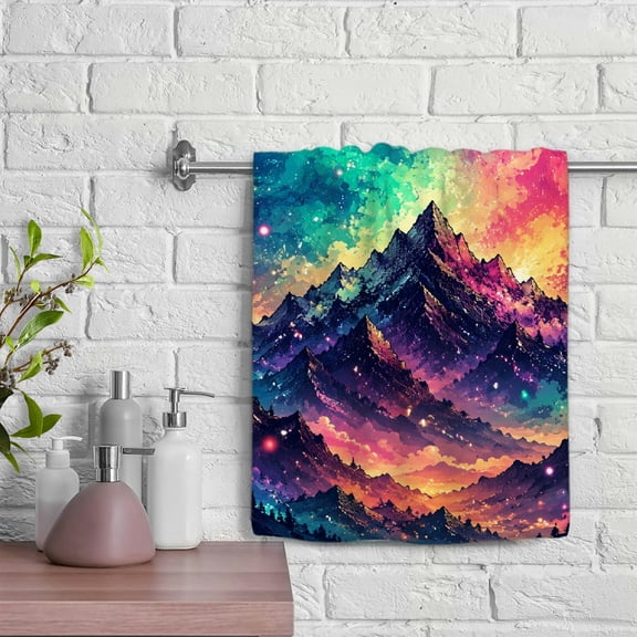 Patifu Aurora Mountain Galaxy Spa Towel Hand Towel 100% Polyester Kitchen Bathroom Shower 29.5x13.8in