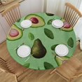 thumbnail image 1 of Patifu Avocados Leaves Pink Heart Round Tablecloth with Elastic Edge 100% Polyester Fiber Stain-Resistant and Washable Great for Home Kitchen Parties Holiday Dinner 31"-35, 1 of 8