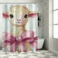thumbnail image 1 of Patifu Baby Lamb Pink Bows Shower Curtain 100% Polyester Washable with Hooks 36"x72, 1 of 7