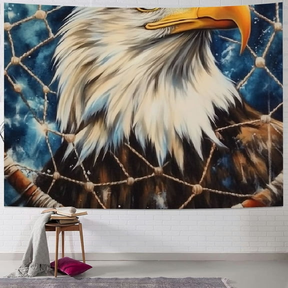 Patifu Bald Eagle Dream Catcher Tapestry Wall Hanging Unique Style Graphic Tapestries Home Wall Decor Art for Living Room Bedroom Apartment Farmhouse Dorm 40x30inch