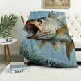 thumbnail image 1 of Patifu Bass Fish Throw Blanket for Teens Boys Girls and Adults Soft Warm Cozy Funny Midweight Food Flannel Blankets for Couch Sofa Bed Camping Travel Home Decor  50x60in, 1 of 6