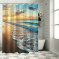 thumbnail image 1 of Patifu Beach Sunset Wave Shower Curtain Set 100% Polyester with Hooks 36"x72, 1 of 7