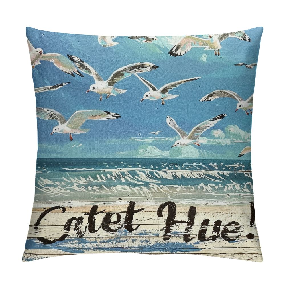 Patifu Beach Theme Throw Pillow Covers Ocean Coastal Nautical Pillow Cases Cushion Covers