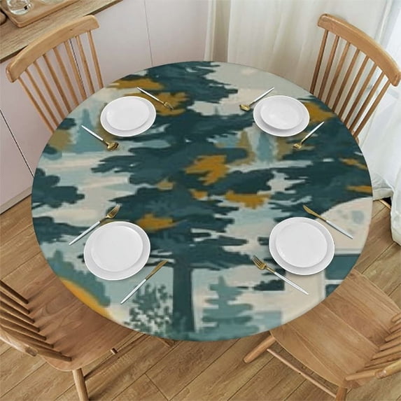 Patifu Bear Round Tablecloth - Stain-Resistant and Washable, Indoor and Outdoor Use, 100% Polyester Waterproof Fabric, Full Width Single-Sided Printing, Ideal for Restaurants, Weddings, Parties 46"-50