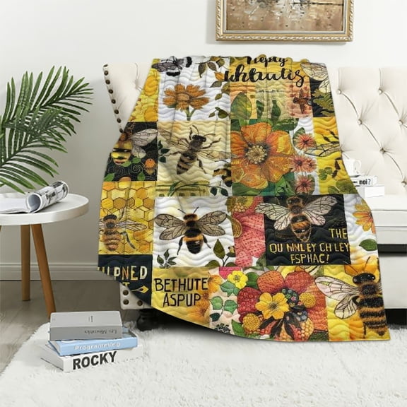 Patifu Bee Blanket Cute bee Decor Animal Throw Blanket bee Gifts for Girls Boys Super Warm Soft Plush Lightweight Fleece Flannel Blanket Winter Couch Sofa Bedding Blanket for Kids Adults Women