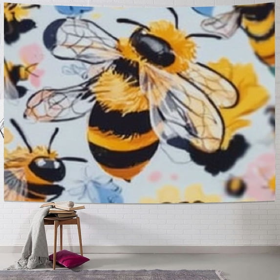 Patifu Bees Honeybees Flowers Tapestry Wall Hanging Unique Style Graphic Tapestries Home Wall Decor Art for Living Room Bedroom Apartment Farmhouse Dorm Wall Hanging Plush Package of 1 40x30inch