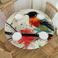 thumbnail image 1 of Patifu Bird Branch Paint Splatters Round Tablecloth Stain-Resistant Washable Waterproof Fabric Table Cover Home Decor 54"-58, 1 of 8