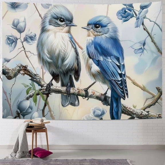 Patifu Birds Branch Airbrush Painting Tapestry Wall Hanging Unique Style Home Wall Decor Art Living Room Bedroom Apartment Farmhouse Dorm 40x30inch