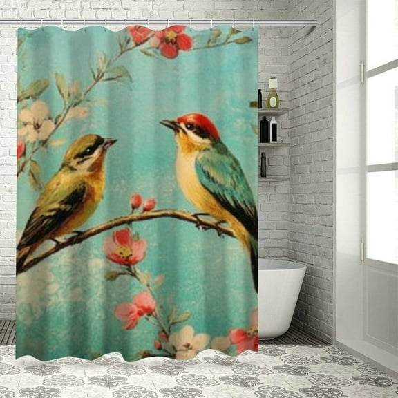 Patifu Birds Branch Flowers Chic Modern Bathroom Decor Shower Curtain 36"x72