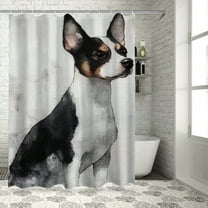 Patifu Black And White Dog Bathroom Shower Curtain Set With Hooks 36"x72