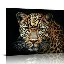 Patifu Black and Golden Leopard Wall Art Wildlife Animal Leopard Canvas Prints Picture Cheetah  Artwork for Bathroom Bedroom Office Living Room, Stretched and  20x16in