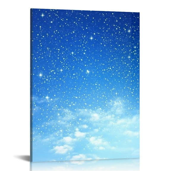 Patifu Blue Sky White Stars Clouds Wall Decor Canvas Art Print 16x20 in