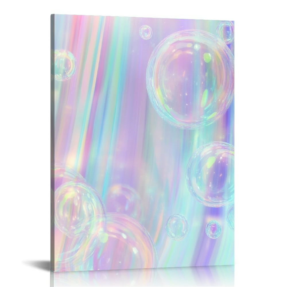 Patifu Bubbles Hologram Pastel Colors Wall Art Canvas Living Room ...