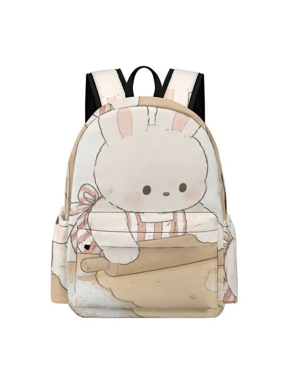 Patifu Bunny Baking Cookies Kitchen Pattern Printed Oxford Backpack, Large Capacity Laptop Backpack, Water Resistant, Travel Daypack for College Work Commuting Adults, 42x30x15cm