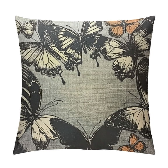 Patifu Butterflies Throw Pillow Case Vector Black and White Butterflies Pillow Cushion Covers Home Sofa Decorative 20x20in