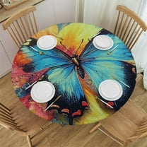 Patifu Butterfly Flower Round Tablecloth Stain-Resistant Washable for Home Kitchen Outdoor Decoration Table Cloth 31"-35