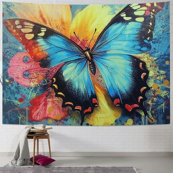 Patifu Butterfly Flower Tapestry Wall Hanging Unique Style Graphic Art for Home Decor Living Room Bedroom Apartment Farmhouse Dorm Wall Beautification Holiday Decoration 40x30inch