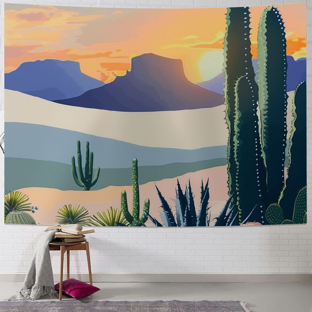 Patifu Cactus Mountains Sunset Tapestry Wall Hanging Unique Style